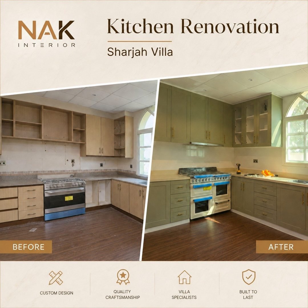 Kitchen renovation before and after - Sharjah Villa