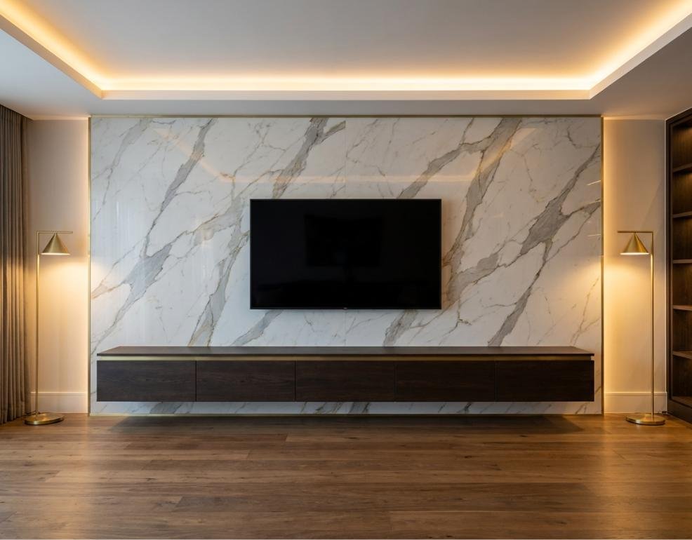 Marble-Look TV Wall by NAK Interior