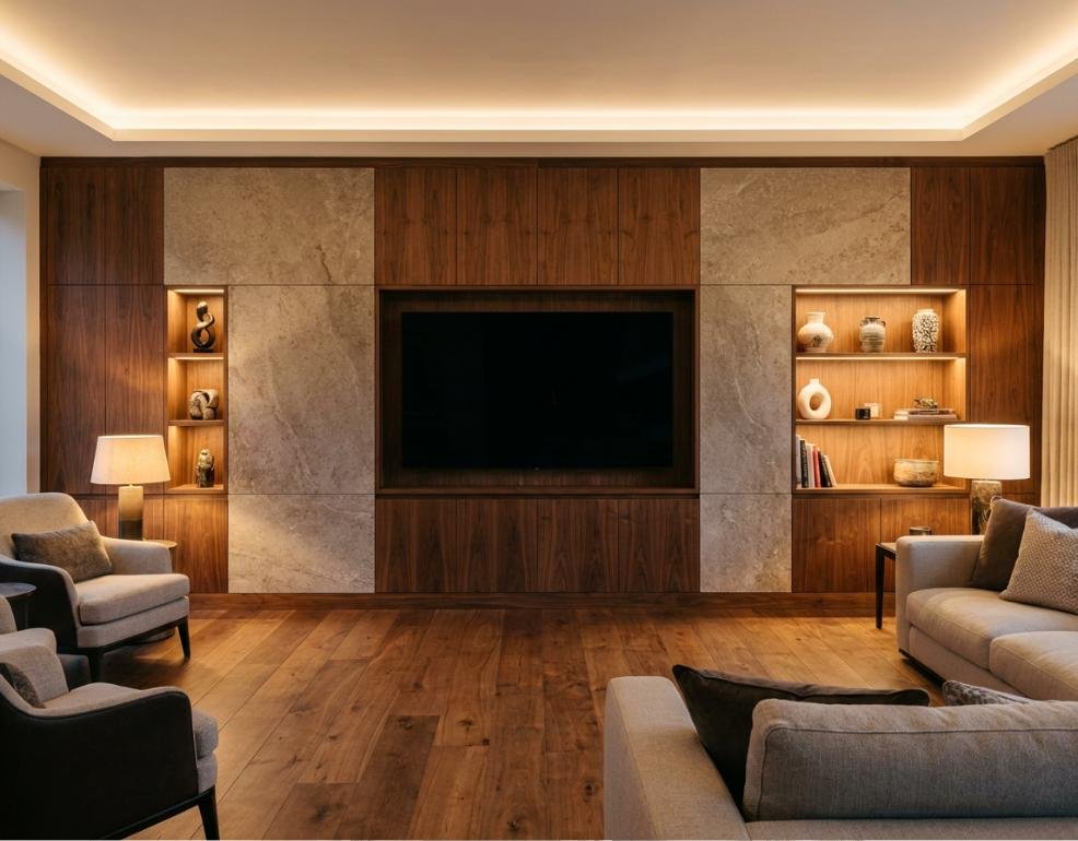 Full-Height Media Wall by NAK Interior