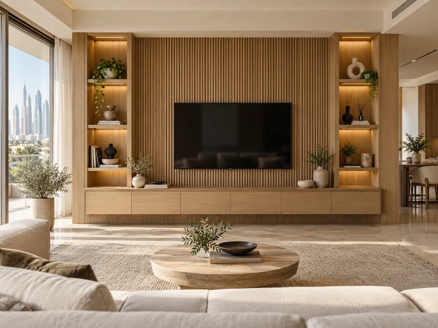 The Oak Alcove TV Wall design visualisation
