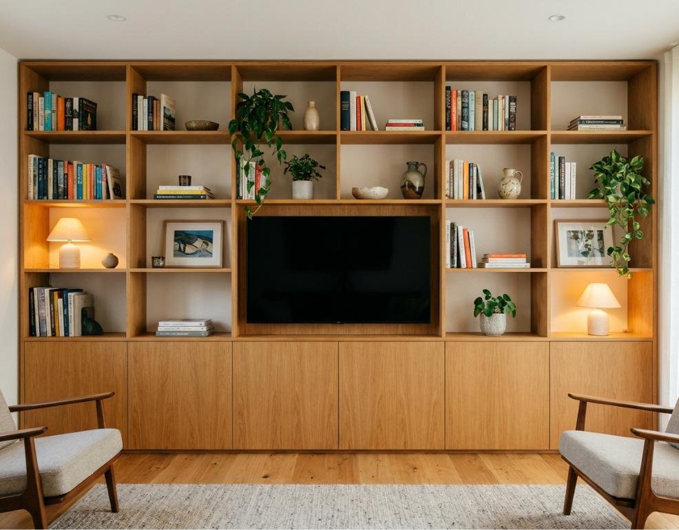 Library TV Wall by NAK Interior